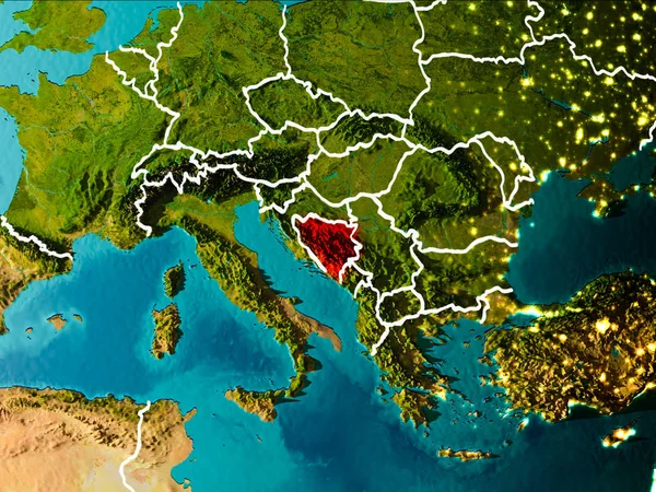 Map of Bosnia and Herzegovina on Earth