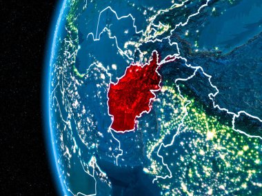 Afganistan gece yeryüzünde