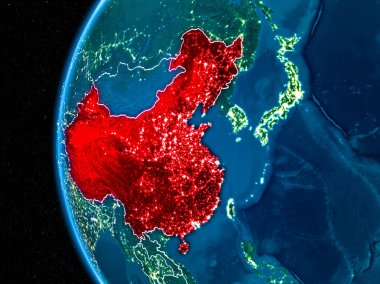 Çin gece yeryüzünde