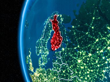 Finlandiya gece yeryüzünde