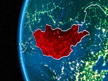 Moğolistan gece yeryüzünde