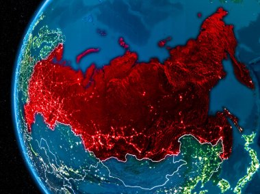 Rusya gece yeryüzünde