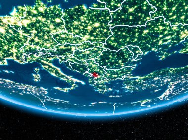 Planet Earth gece uzaydan Kosova