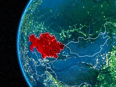 Kazakistan gece yeryüzünde