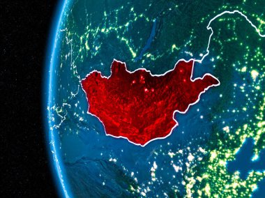 Moğolistan gece yeryüzünde