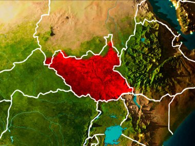 Yeryüzünde Güney Sudan Haritası