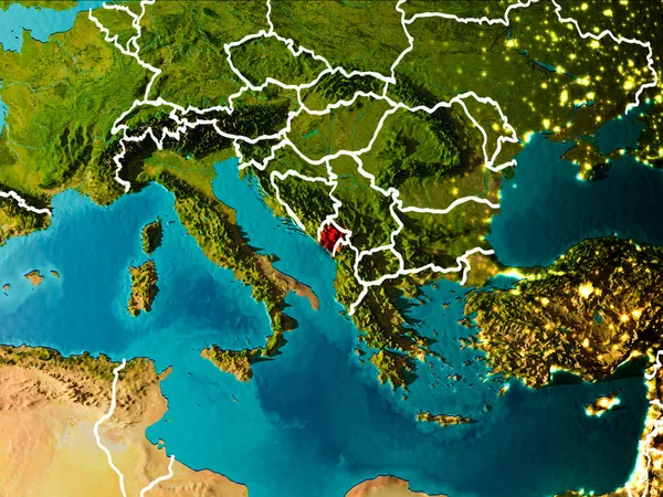 Map of Montenegro on Earth