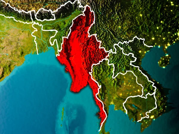 Map of Myanmar on Earth — Stock Photo, Image