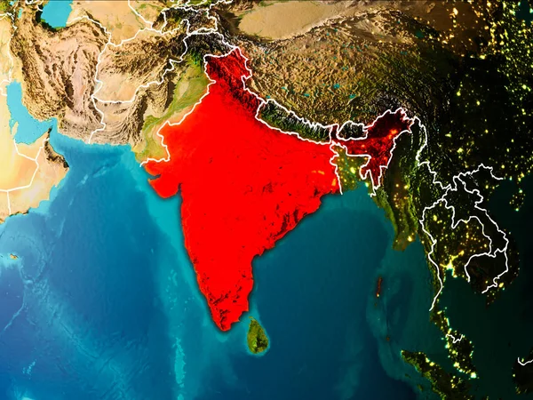 Map of India on Earth