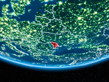 Planet Earth gece uzaydan Moldova