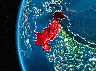 Pakistan gece yeryüzünde