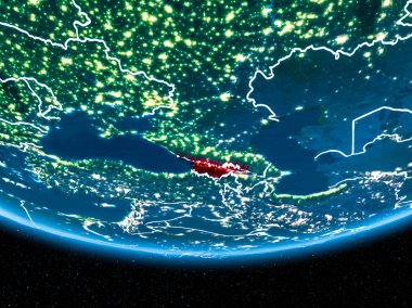 Planet Earth gece uzaydan Georgia