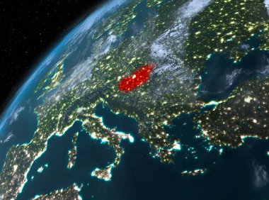 Planet Earth gece uzayda Macaristan