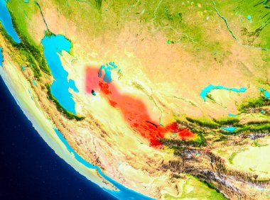 Özbekistan uzaydan Dünya üzerinde