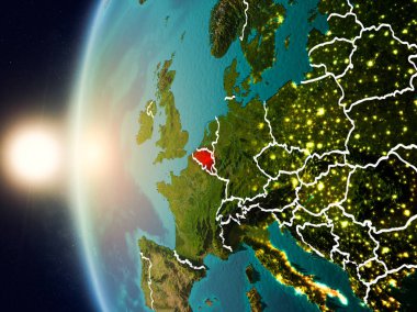 Günbatımı Belçika uzaydan yukarıda