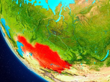 Kazakistan uzaydan Dünya üzerinde