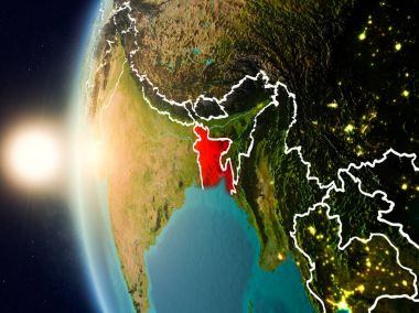 Sunset above Bangladesh from space clipart