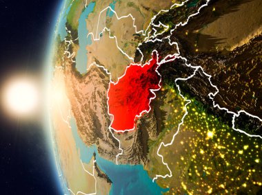 Uzaydan gelen Afganistan yukarıda günbatımı