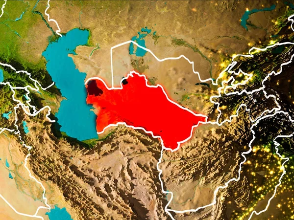 地球上のトルクメニスタンの地図 — ストック写真