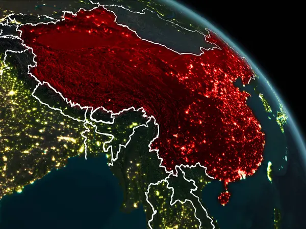 China in red at night — Stock Photo, Image