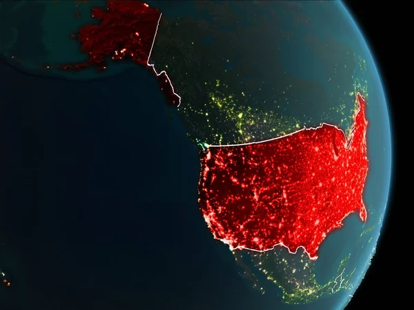 W widoku Orbita z Usa w nocy — Zdjęcie stockowe