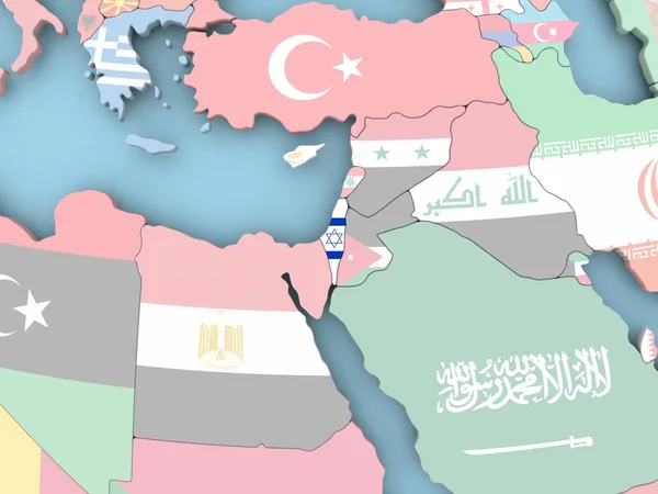 Mappa di Israele con la bandiera sul globo — Foto Stock