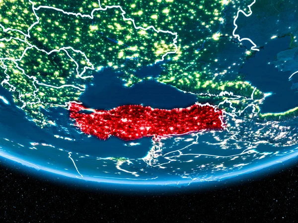 Turkey on planet Earth from space at night