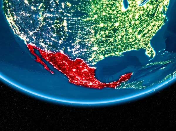 Mexico on planet Earth from space at night