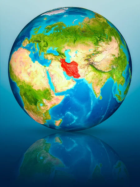 Iran on Earth on reflective surface