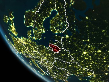 Geceleri Litvanya'nın uydu görüntüsü