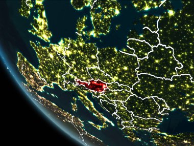 Gece Avusturya uydu görüntüsü