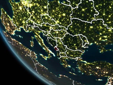 Geceleri Karadağ uydu görünümü