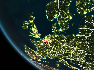 Gece Belçika uydu görüntüsü