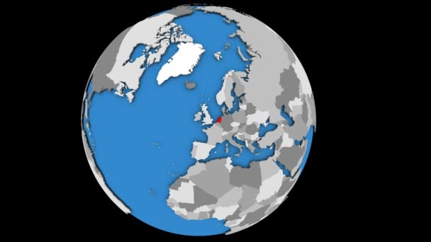 Zoom a Países Bajos en globo — Vídeo de stock