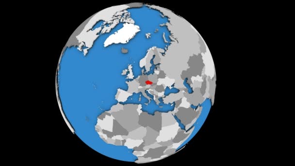 Zoomen naar Tsjechië op wereldbol — Stockvideo