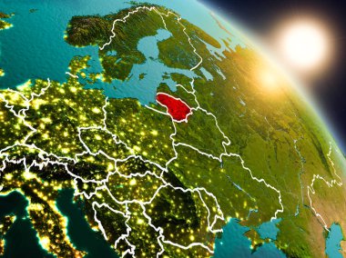 Litvanya gündoğumu sırasında uzaydan