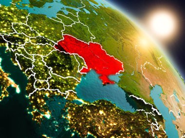 Ukrayna gündoğumu sırasında uzaydan