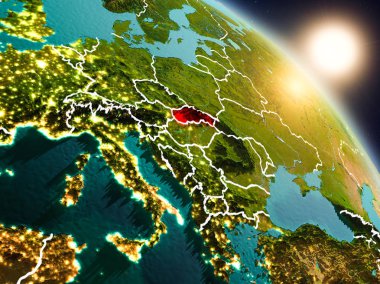 Slovakya gündoğumu sırasında uzaydan