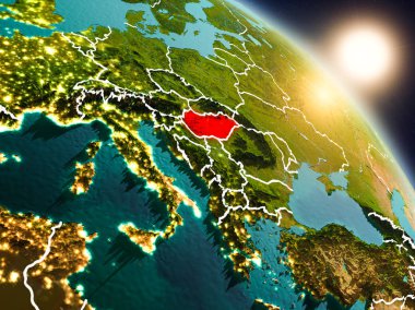 Macaristan gündoğumu sırasında uzaydan