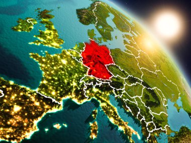 Almanya gündoğumu sırasında uzaydan