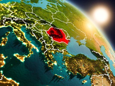 Romanya gündoğumu sırasında uzaydan