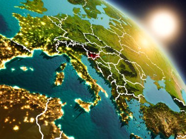 Slovenya gündoğumu sırasında uzaydan