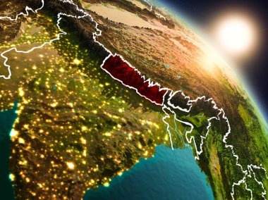 Nepal gündoğumu sırasında uzaydan