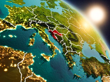 Hırvatistan gündoğumu sırasında uzaydan