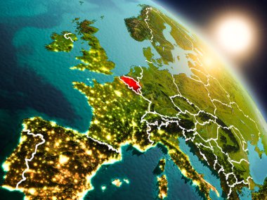 Belçika gündoğumu sırasında uzaydan