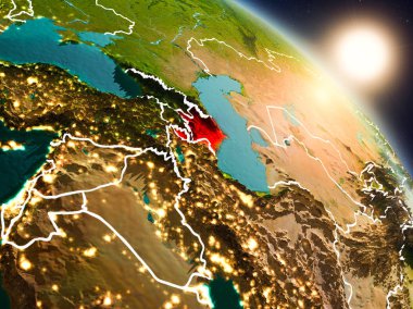 Azerbaycan gündoğumu sırasında uzaydan