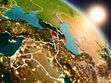 Ermenistan gündoğumu sırasında uzaydan