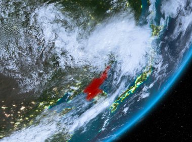 Kuzey Kore yörüngeye görünümünü geceleri