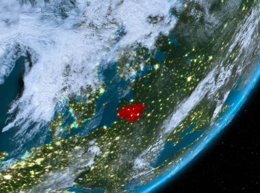 Yörünge görünümü Litvanya gece