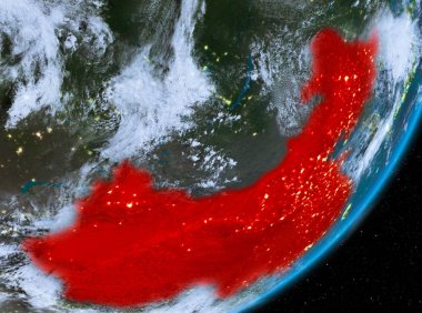 Gece Çin yörünge görünümü